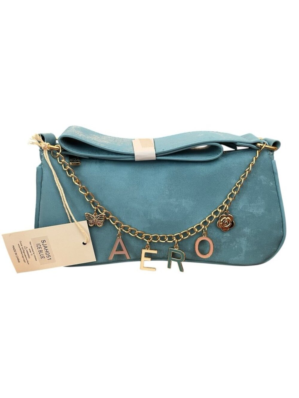 Aeropostale Blue AERO Charm Handbag ShoulderBag Satchel Faux Suede Purse NWT